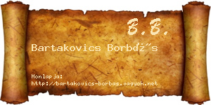 Bartakovics Borbás névjegykártya